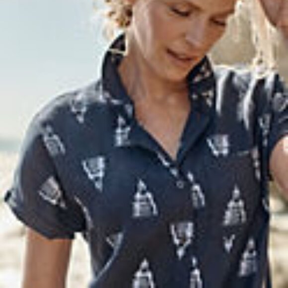 Garnet Hill Linen Midi Ikat Shirtdress- transitional summer into fall- XL - Picture 1 of 3